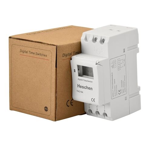 Heschen Digital LCD Power Weekly Programmable Timer Relay Switch THC15A DC12V 16Amp SPST 35mm DIN Rail in Kuwait