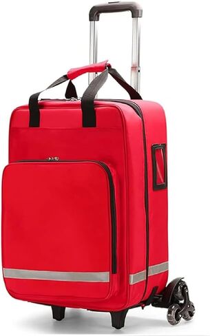 Rolling Medical Bag with Detachable Trolley, First Aid Empty Backpack, Multi-Compartment Design, Emergency Responder Trauma Bag, with Reflective Strips, for Nurses, Doctors in Kuwait