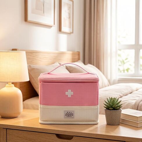 Empty first aid kit, mini portable medical kit, suitable for outdoor camping and hiking emergencies, multifunctional emergency medicine storage bag, pink-XL in Kuwait
