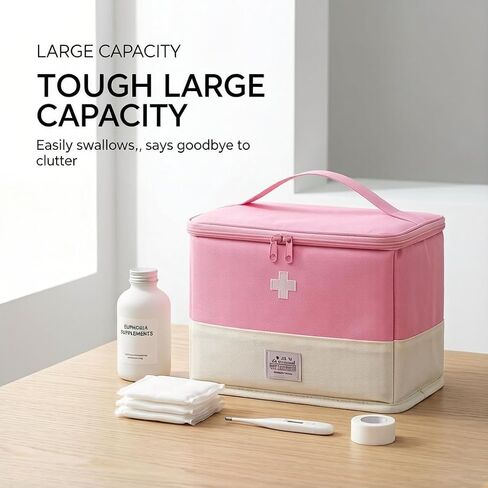 Empty first aid kit, mini portable medical kit, suitable for outdoor camping and hiking emergencies, multifunctional emergency medicine storage bag, pink-XL in Kuwait