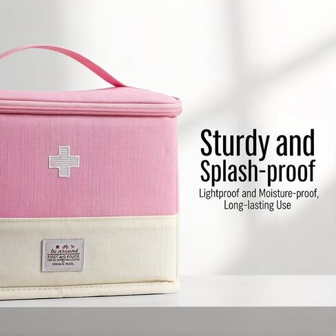 Empty first aid kit, mini portable medical kit, suitable for outdoor camping and hiking emergencies, multifunctional emergency medicine storage bag, pink-XL in Kuwait