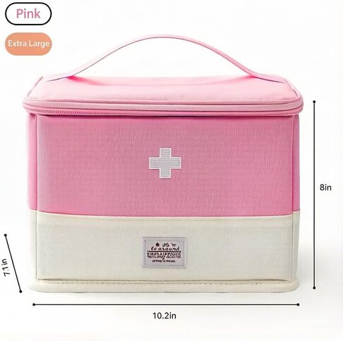 Empty first aid kit, mini portable medical kit, suitable for outdoor camping and hiking emergencies, multifunctional emergency medicine storage bag, pink-XL in Kuwait