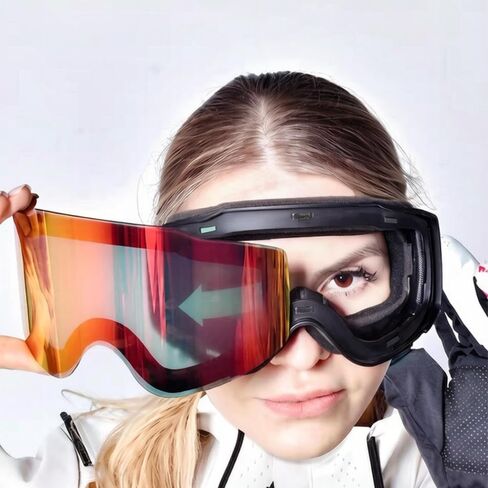 Ski Goggles for Men & Women – OTG (Over-The-Glasses) Compatible, Anti-Fog Dual Lens, UV400 Protection, Wide View for Snowboarding, Cycling (Black) in Kuwait