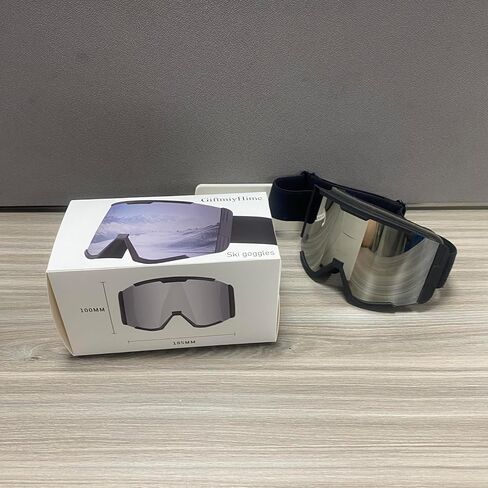 Ski Goggles for Men & Women – OTG (Over-The-Glasses) Compatible, Anti-Fog Dual Lens, UV400 Protection, Wide View for Snowboarding, Cycling (Black) in Kuwait