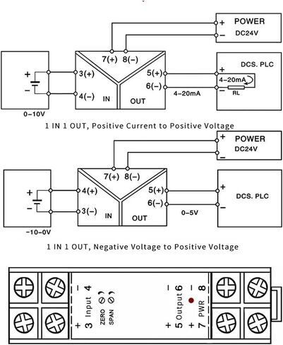 تيار مستمر 0-75mV 0-48V إلى 4-20mA الجهد الحالي محول إشارات 0-1000V 0-20mA إلى 4-20mA 0-10V إخراج 1 في 1 خارج إشارة المعزل(3) in Kuwait
