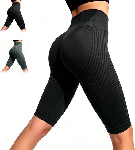 VOYOCUGE Shorts Leggings Anti Cellulite Compression 3D Leggings Women Butt Lifting Tummy Control with Resistance Bands in Kuwait
