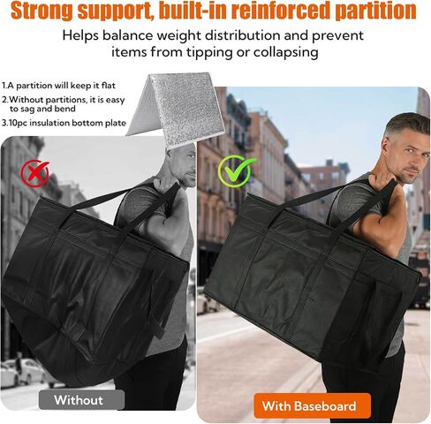 VZZNN 10 Pack Insulated Food Delivery Bags Bulk, Insulated Bag XXXL Pizza Delivery Bags, Foldable With Hard Bottom, Insulated Cooler Bag for Grocery, Catering, Travel, Hot/Cold Food Transport in Saudi Arabia