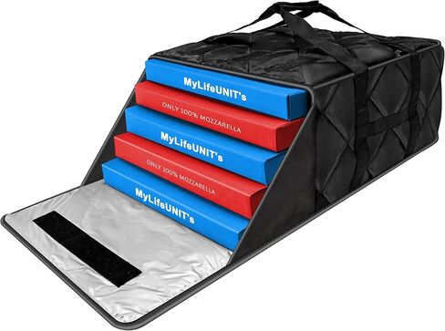 MyLifeUNIT Pizza Bag for Delivery, 20" x 20" x 11" Pizza Delivery Bags | 4-Layer Commercial Pizza Warmer Bag Holds 5 Large 18" Pizza Boxes, Hot Pizza Carrier Bags for E-Bike Rack, Parties, Takeout in Saudi Arabia