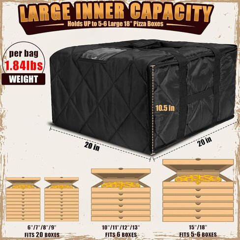 MyLifeUNIT Pizza Bag for Delivery, 20" x 20" x 11" Pizza Delivery Bags | 4-Layer Commercial Pizza Warmer Bag Holds 5 Large 18" Pizza Boxes, Hot Pizza Carrier Bags for E-Bike Rack, Parties, Takeout in Saudi Arabia