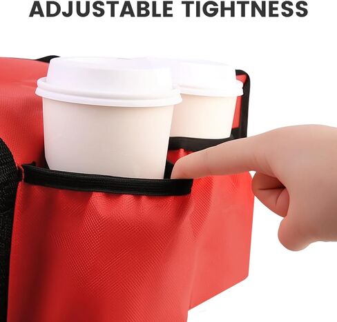 Insulated Pizza Delivery Bag with 4 Cup Holders, 24" x 6" Pizza Warmer Bag for Hot Pizza/Drinks, Pizza Carrier for Events, Large Food Delivery Carrier for Transport/Shopping/Catering, Red in Saudi Arabia