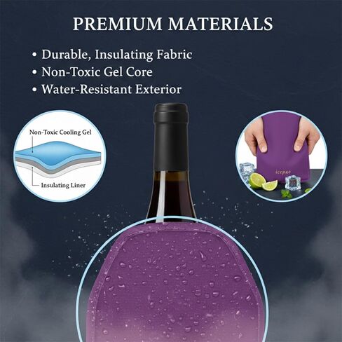 Wine Cooler Sleeve, Wine Bottle Gel Cooler Sleeve Freezer Chiller, Long Lasting Keep Wine Cool and Chill Sleeve for Prosecco Champagne Beer Wine Bottles(2PCS Purple) in Saudi Arabia