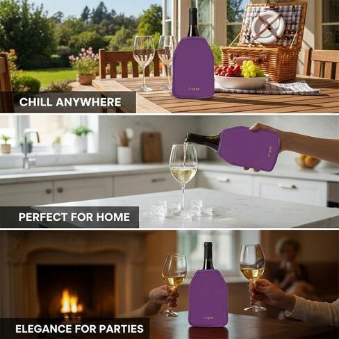 Wine Cooler Sleeve, Wine Bottle Gel Cooler Sleeve Freezer Chiller, Long Lasting Keep Wine Cool and Chill Sleeve for Prosecco Champagne Beer Wine Bottles(2PCS Purple) in Saudi Arabia