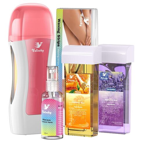 Roll on Wax Kit for Hair Removal at Home with Lavender and Honey Cartridges, 50 Wax Strips, Soft Wax Heater for Larger Areas of the Body for Women and Men in Saudi Arabia