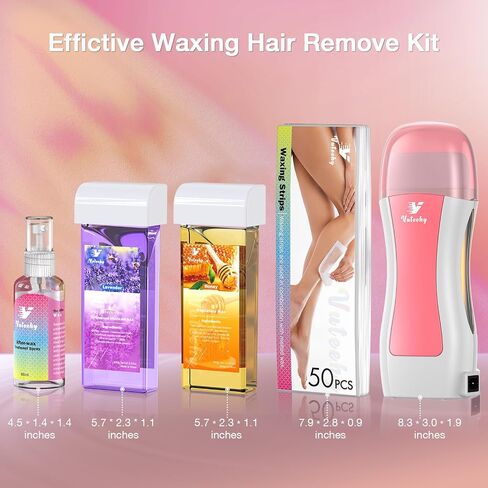 Roll on Wax Kit for Hair Removal at Home with Lavender and Honey Cartridges, 50 Wax Strips, Soft Wax Heater for Larger Areas of the Body for Women and Men in Saudi Arabia