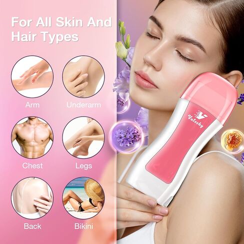 Roll on Wax Kit for Hair Removal at Home with Lavender and Honey Cartridges, 50 Wax Strips, Soft Wax Heater for Larger Areas of the Body for Women and Men in Saudi Arabia
