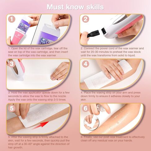 Roll on Wax Kit for Hair Removal at Home with Lavender and Honey Cartridges, 50 Wax Strips, Soft Wax Heater for Larger Areas of the Body for Women and Men in Saudi Arabia