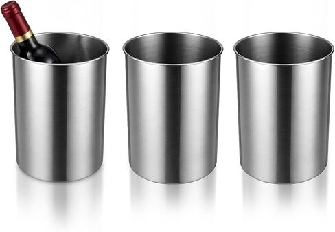 3 Pcs Wine Ice Bucket, 750 ML Stainless Steel Champagne Ice Bucket Wine Cooler Buckets Keeps Cold for Hours Fits Most Standard Sized Bottles (Silver) in Saudi Arabia