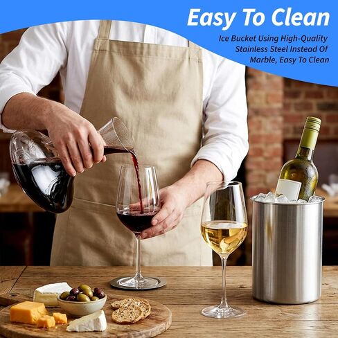 3 Pcs Wine Ice Bucket, 750 ML Stainless Steel Champagne Ice Bucket Wine Cooler Buckets Keeps Cold for Hours Fits Most Standard Sized Bottles (Silver) in Saudi Arabia