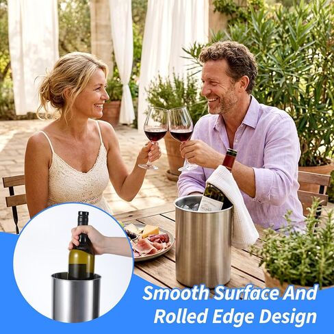 3 Pcs Wine Ice Bucket, 750 ML Stainless Steel Champagne Ice Bucket Wine Cooler Buckets Keeps Cold for Hours Fits Most Standard Sized Bottles (Silver) in Saudi Arabia