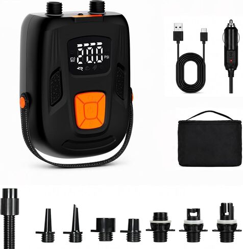 Electric Paddle Board Pump, Rechargeable 20 PSI SUP Pump for Paddleboard with Dual-Stage Inflation& Deflation, Portable Pump with LED Light & Auto-Off for Paddle Boards,Boats,Kayaks in Saudi Arabia