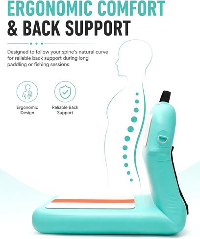 Upgraded Inflatable Kayak Seat and SUP Paddle Board Seat with Back Support | Zinc alloy buckles, 3.3in cushion, EVA/PVC build, pump, valve adapter and bag for SUP, kayak, canoe, boat, fishing trips in Saudi Arabia