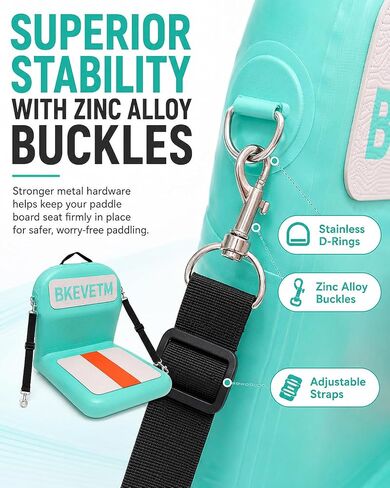 Upgraded Inflatable Kayak Seat and SUP Paddle Board Seat with Back Support | Zinc alloy buckles, 3.3in cushion, EVA/PVC build, pump, valve adapter and bag for SUP, kayak, canoe, boat, fishing trips in Saudi Arabia