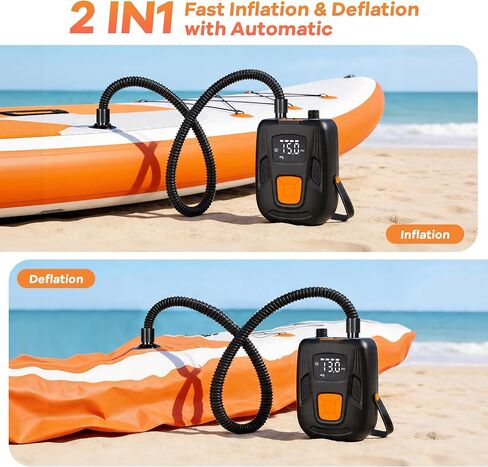 Electric Paddle Board Pump, Rechargeable 20 PSI SUP Pump for Paddleboard with Dual-Stage Inflation& Deflation, Portable Pump with LED Light & Auto-Off for Paddle Boards,Boats,Kayaks in Saudi Arabia