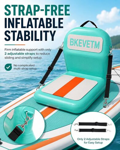 Upgraded Inflatable Kayak Seat and SUP Paddle Board Seat with Back Support | Zinc alloy buckles, 3.3in cushion, EVA/PVC build, pump, valve adapter and bag for SUP, kayak, canoe, boat, fishing trips in Saudi Arabia