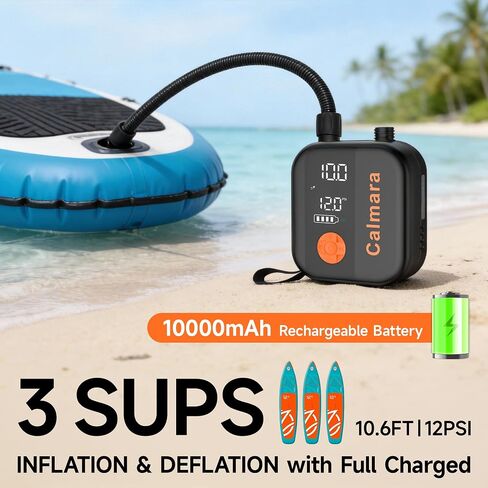 B1 Electric Paddle Board Pump,Rechargeable 10000mAh Cordless/12V DC 22 PSI High Pressure SUP Pump,Inflation & Deflation,Auto-Off for Stand Up Surfing Kite,Tent,Boat Gift for Men in Saudi Arabia