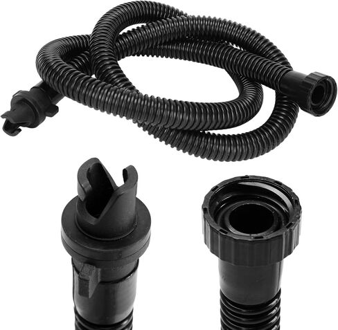 Paddle Board Pump Hose SUP Adapter Set - Inflation Tube Corrugated Plastic Hand Pump Valve Connector Swivel, Replacement Accessory for Inflatable Boat Raft Kayak Surfboard Mattress, Black in Saudi Arabia