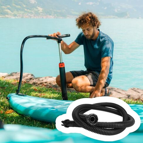 Paddle Board Pump Hose SUP Adapter Set - Inflation Tube Corrugated Plastic Hand Pump Valve Connector Swivel, Replacement Accessory for Inflatable Boat Raft Kayak Surfboard Mattress, Black in Saudi Arabia