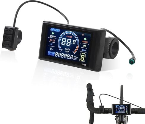 24‑72V Electric LCD Display, Water Proof S966 Display Meter Control Panel Lightweight Large Screen Bicycle Controller Panel for 22.2mm/0.87in Handlebars in Kuwait