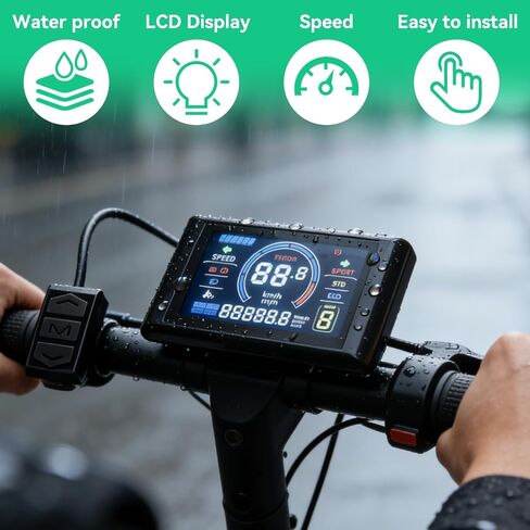 24‑72V Electric LCD Display, Water Proof S966 Display Meter Control Panel Lightweight Large Screen Bicycle Controller Panel for 22.2mm/0.87in Handlebars in Kuwait