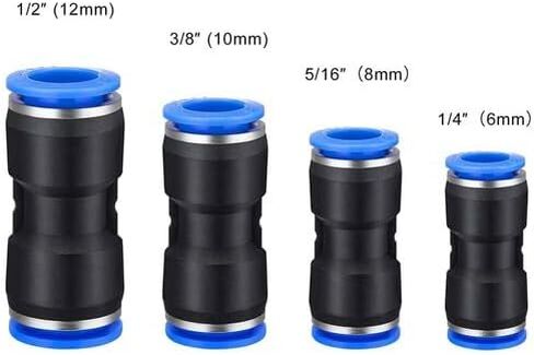 40-Piece PU Push-to-Connect Air Line Fittings: 1/4" (4mm), 5/16" (6mm), 3/8" (8mm), 1/2" (10mm) Straight Connectors for Pneumatic Systems in Kuwait