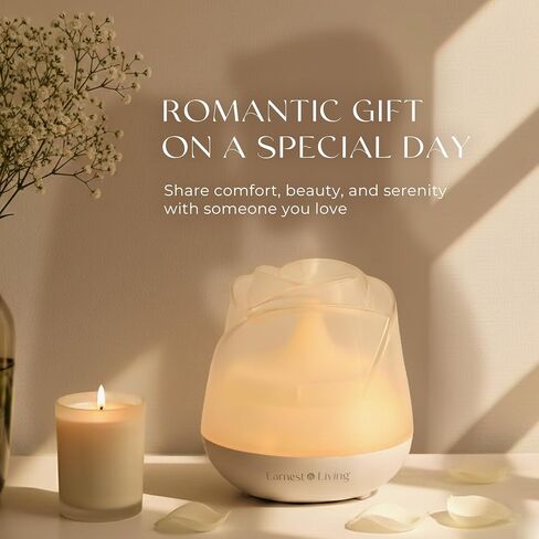 جندي المعيشة Rose Qualice Diffuser-Mini Untrasonic Armatherapy Dusfuser للمنزل أو غرفة النوم أو المكتب-USB مدعوم ، ضباب هادئ ، ضوء 7 ألوان ، إغلاق السيارات ، هدية للنساء-أبيض صلب in Kuwait