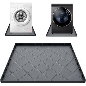 Washing Machine Mat 32"x30", Washer Tray for Floor Protection, Washing Machine Drain Pan Silicone Mat, Non-Slip Anti-Vibration Pad for Washer and Dryer Waterproof Leak Proof Silicone Drip Tray in Kuwait