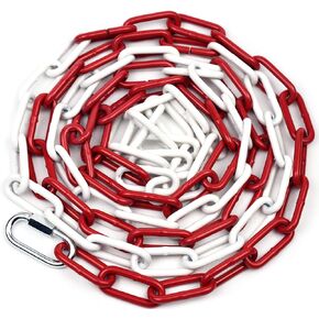 High Visibility Red and White Metal Safety Chain - 15 Meters for Parking and Warning in Saudi Arabia