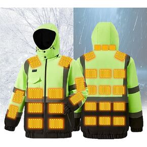 Heated Jackets for Men Windproof Waterproof Snowboarding Outdoor Work Reflective Jacket Mens Work CoatGreen,XL in Kuwait