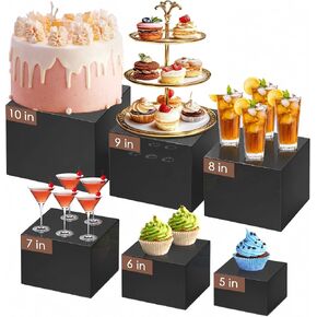 6Pcs White Buffet Risers Set (Size 5",6",7",8",9",10"),Food Risers for Buffet Table Display Stand Shelf for Party Catering Dessert Collectibles Acrylic Cube Boxes Display with Hollow Bottoms in Saudi Arabia