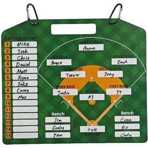 Magnetic Baseball Lineup Board for Dugout - Liulinax Double-Sided Softball Lineup Cards, Dry Erase Coach Clipboard with 35 Sheets, 13.9"x12" Reusable Softball/Baseball Coach Clipboard in Kuwait