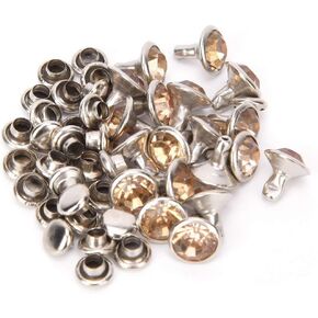SUNGOOYUE Rhinestone Rivets 50 Sets Pure Copper Glass Stone Studs 8mm Decorative Crystal Rivets for DIY Bags Shoes Apparel Crafts Punk Fashion Accessories (#2) in Kuwait