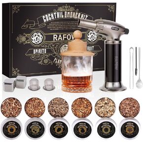 Cocktail Smoker Kit with Torch - Whiskey Smoker Kit with 6 Flavors Smoked Wood Chips - Old Fashioned Drink Smoker Kit for Bourbon, Whisky Smoking Gifts Box Smoke Set for Men(Without Butane) in Saudi Arabia