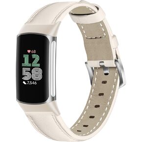 Leather Watch Bands Compatible with Fitbit Charge 6/Charge 5,Genuine Leather Replacement Straps for Charge 6/Charge 5 for Women Men. in Saudi Arabia