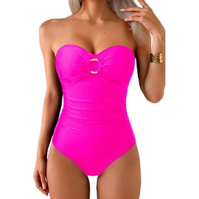Daci Womens One Piece Swimsuit Tummy Control- Moderate Coverage Bathing Suit 2025 Bandeau Strapless Swimwear in Kuwait