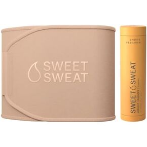 Sports Research® Waist Trimmer Pack - Sweet Sweat Toned Waist Trimmer (Stone/Small) & Tropical Workout Enhancer Roll-On Gel in Saudi Arabia