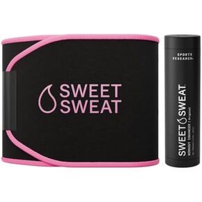 Sports Research® Waist Trimmer Pack - Sweet Sweat Waist Trimmer (Black/Pink, Small) & Workout Enhancer Roll-On Gel Original Scent in Saudi Arabia