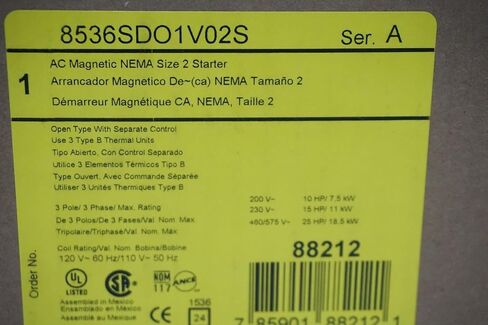 SQUARE D 8536SDO1V02S Motor Starter Size 2 SER.A in Kuwait