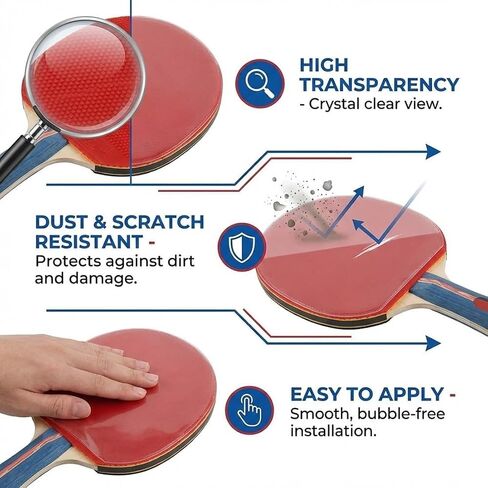 4Pcs Table Tennis Racket Protective Film, Transparent Adhesive Cover for Paddle Rubber Maintenance in Kuwait