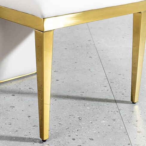 Luxury Dining Chair with Gold Frame, White Cushioned Seat, Contemporary Accent Chair Set of 2 Included in Kuwait