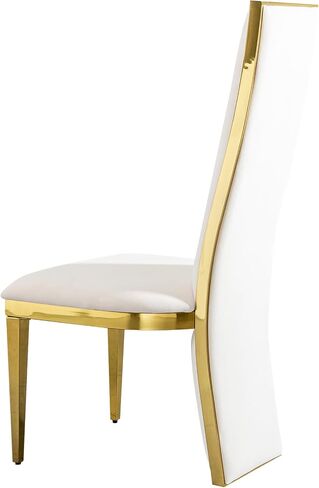 Luxury Dining Chair with Gold Frame, White Cushioned Seat, Contemporary Accent Chair Set of 2 Included in Kuwait